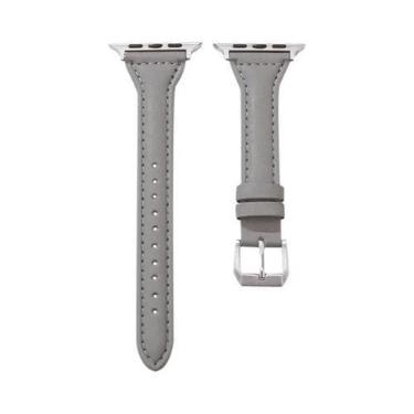 Imagem de Pulseira De Couro Slim Para Apple Watch Band 40mm 41mm 44mm 45mm 42mm 