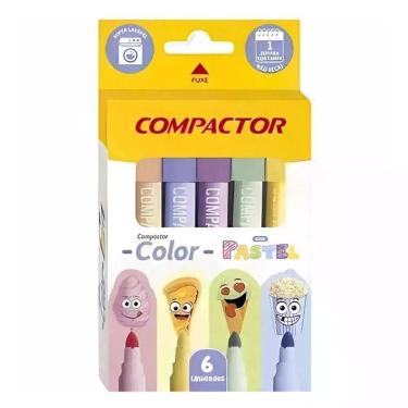 Imagem de Canetinha Hidrográfica Color Pastel 164031 6 Cores - Compactor