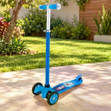 Imagem de Patinete Infantil 3 Rodas com Ajuste de Altura Desmontável Azul - Mor,