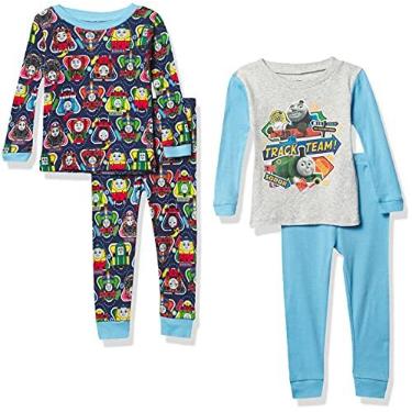 Imagem de Thomas & Friends boys Toddler Baby 4-piece Long Sleeve Pajama Set, Blue, 24 Months US