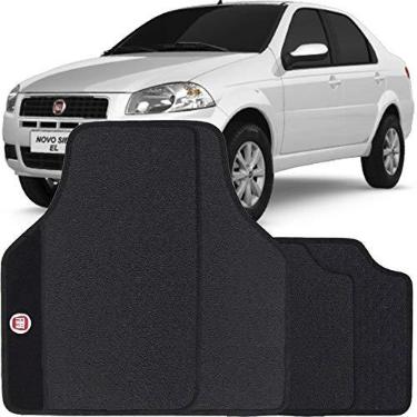 Imagem de Jogo de Tapete Borracha Pvc Universal Fiat Siena 2008 09 10 11 Preto Bordado Carpete Antiderrapante Impermeável