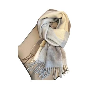 Imagem de Cachecol De Lã Xadrez Vintage Feminino Estilo Preppy Outono Inverno Pa