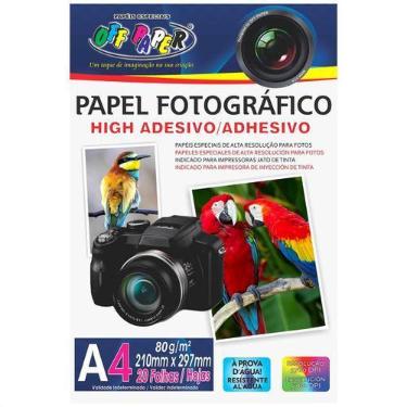 Imagem de Papel Fotográfico Adesivo 80g A4 Off Paper Branco High Glossy Alta Res