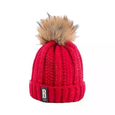Imagem de Gorro De Lã Feminino Para Inverno Com Forro De Pelúcia E Pompom, Quent