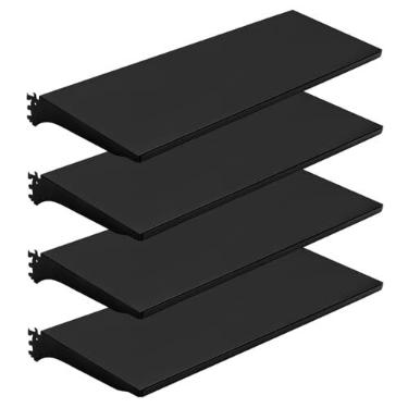 Imagem de NectaCol 4 pacotes de prateleiras de gôndola 89 cm C x 28 cm L para rack de exibição de quadro preto de grau industrial, 4 prateleiras para unidades de gôndola, 8 peças extras de braços de suprimento,