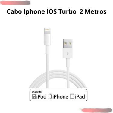 Imagem de Cabo Turbo Carregador P/ lightning Ipad Ios Brindado Forte com 2M Cor 