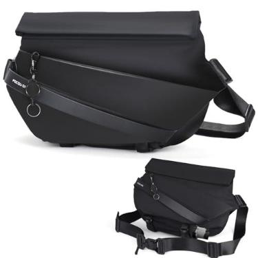 Imagem de Bolsa tiracolo de viagem – Bolsa transversal de tecido composto impermeável com fivela magnética de liberação rápida, serve para iPad de 10,9 polegadas e MacBook de 13 polegadas, Preto, Compact