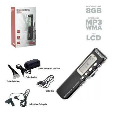 Imagem de Gravador De Voz Usb Mp3 Profissional 8gb Alto Alcance Sdcard - Tomata