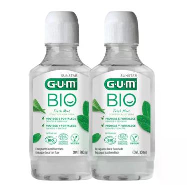 Imagem de Kit 2 Enxaguante Bucal Antisséptico Gum Bio Sabor Hortelã Transparente sem Álcool 300ML