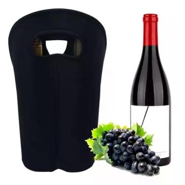 Imagem de Bolsa Termica 2 Garrafas Porta Vinho Wine Bag Sacola Champanhe Neoprene Acolchoada Portatil Alca Luxo