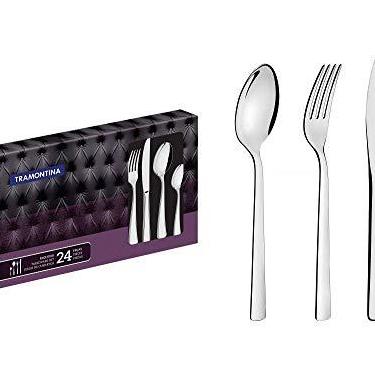 Imagem de Tramontina 66985000 Faqueiro Aço Inox com Facas de Mesa Forjadas com 24 Peças, Prata
