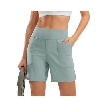 Imagem de Shorts Esportivos Sem Costura De Cintura Alta Para Mulheres, Elásticos