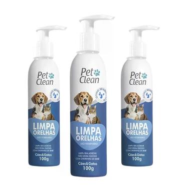 Imagem de Kit 3 Limpa Orelha Pet Clean 100g