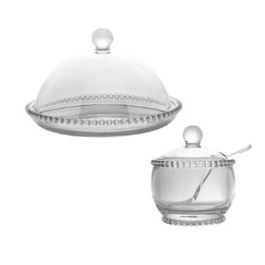 Imagem de Kit De Açucareiro De Cristal + Queijeira Cristal - Wolff