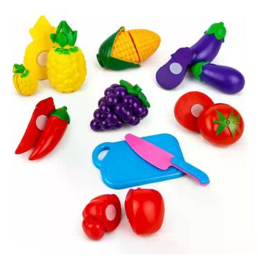 Imagem de Kit Brinquedo Comidinha Frutas De Cortar tiras autocolantes Infantil 3
