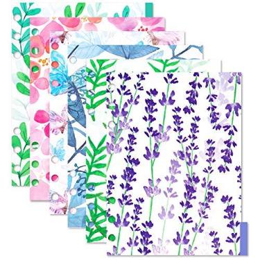 Imagem de Divisórias de presilha inseríveis da Rancco, 6 furos, índice de classificação, para encadernação/planejador/notebook, Floral, A5