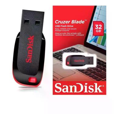 Imagem de Pen Drive 32gb Sandisk Cruzer Blade Lacrado Original, 32GB