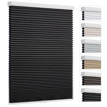 Imagem de Changshade Persianas sem fio blackout para janelas internas, escurecimento de cômodos, favo de mel, célula de 3,8 cm para quarto, banheiro, berçário, preto, tamanho da persiana 80 cm de largura, 182