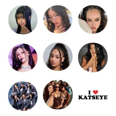 Imagem de Kit 9 Botons Katseye Kpop Broches Pins Personalizados 3,2cm Sophia Yoo