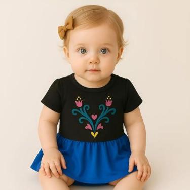Imagem de Fantasia Anna e Elsa Frozen Infantil – Body com Saia + Tiara Trança (Preto, P)