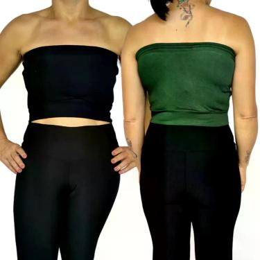 Imagem de Kit 2 Tops Femininos Faixa sem alça Elástico Barra Cores Sortidas Visc