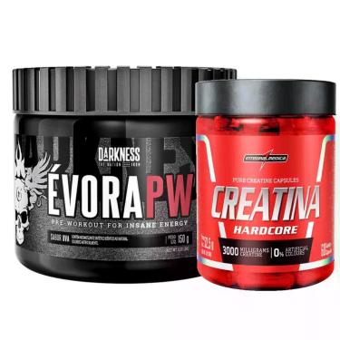 Imagem de Kit Evora Pré Treino 150g + Creatina Pura 60 Caps Integralmedica, Uva