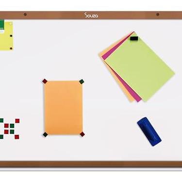 Imagem de Quadro Branco Luxo Magnético 90x60 Moldura MDF Luxo