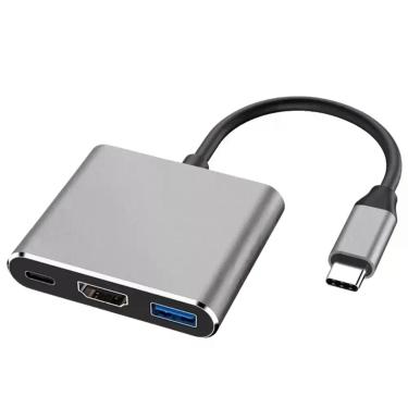Imagem de Hub USB C HDMI 4K 3 em 1 Cinza Laptop Tablet - ACF