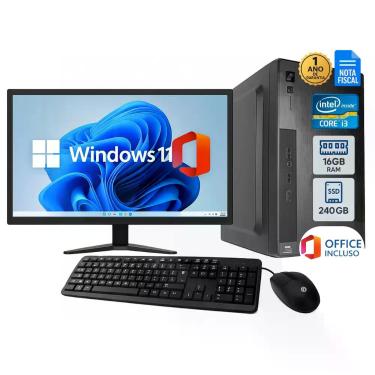 Imagem de Computador Completo Core i3 SSD 240GB 16GB RAM Monitor Teclado Mouse W