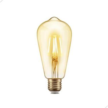 Imagem de Lâmpada Led de Filamento ST64 Vintage Decorativa e Elegante 4w Retro de cor Âmbar 2400k Luz Branco Quente tipo Pêra