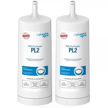 Imagem de Kit 2 Refil para Purificador de Agua PL2 Reducao de Cloro Agua Alcalina 4000L Uso Residencial Planeta Agua