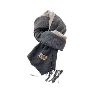 Imagem de Cachecol De Cashmere Dupla Face Quente Com Franjas Em Diferentes Cores