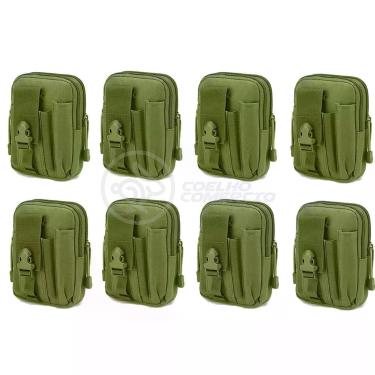 Imagem de Kit 8 Bolsas Verde Militar Conjunto Acessórios De Camping Kit Sobrevivência preto