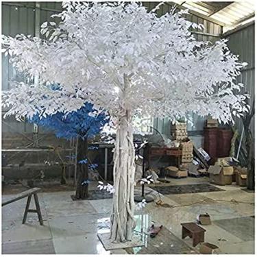 Imagem de Árvores artificiais decorativas árvore artificial banyan grande videira falsa flor branca árvore de desejos hotel banquete de casamento natal decoração de casa 150 cm plantas artificiais para decoração interna ao ar livre, redondo