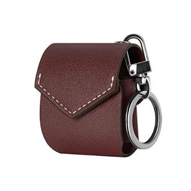 Imagem de Capa de couro para AirPods Greedy Farmers, capa protetora de couro premium com chaveiro compatível com Apple AirPods 2 e 1 (Diva Burgundy)