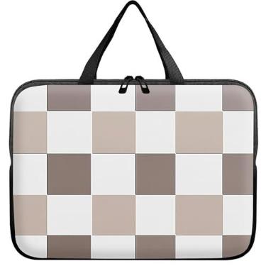 Imagem de Capa universal para tablet laptop de 10 polegadas, bolsa de transporte fina xadrez marrom bolsa de viagem para laptop bolsa durável para notebooks/notebook/tablets infantis/iPad/leitores de eBook de 7