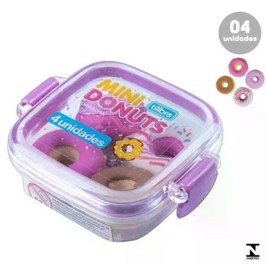 Imagem de Mini Borrachas Tilibra Donuts Macias de Alta Qualidade com Peças Que Se Encaixam Pote com 4 Unidades