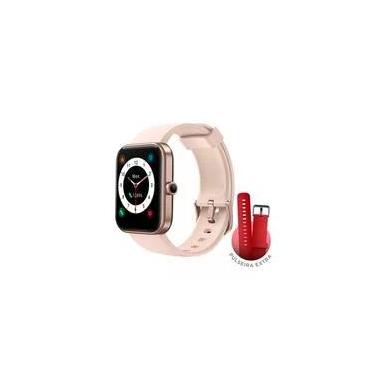 Imagem de SmartWatch KaBuM! smart 700, Rosé, Pulseira Extra Vermelho, Compatível IoT Alexa - KBSAC021