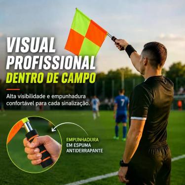 Imagem de Par Bandeira Bandeirinha Árbitro Auxiliar Futebol Juiz de Linha com Ca