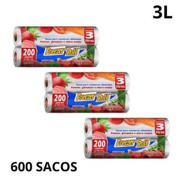 Imagem de Kit 3 pack saco freezer 3 litros dover roll 2 rolos com 100 unidades c