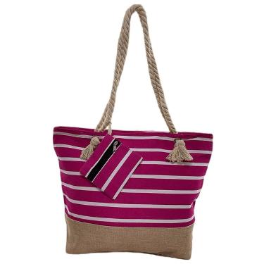 Imagem de Bolsa Feminina Rosa com Necessaire Resistente Excelente Grande Praia P