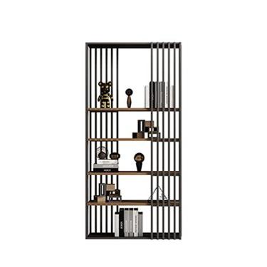 Imagem de KIZQYN Estante simples estante do chão ao teto ferro forjado divisória de escritório armário de mesa rack de sala estilo industrial estante (cor: B, tamanho: 120cm)