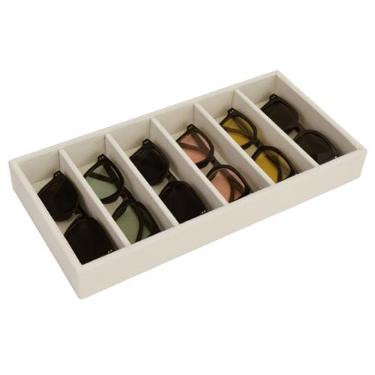 Imagem de JETEHO Bandeja organizadora de óculos de sol, armazenamento de veludo, suporte para óculos, gaveta organizadora de óculos, bandeja de veludo para exibição de joias, relógio