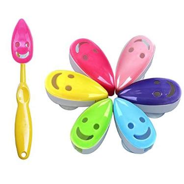 Imagem de SYNCHAIN Capa para Suporte de Escova de Dentes, 6 peças, Multicolorido, com ventosa e protetor, ideal para família e viagens