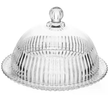 Imagem de Queijeira de Cristal com Tampa para Servir e Armazenar Alimentos Transparente Wolff 20CM