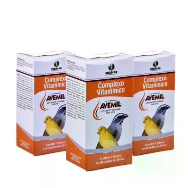 Imagem de 3 Avemil Complexo Vitamínico 20ml Indubras Suplemento Para Pássaros