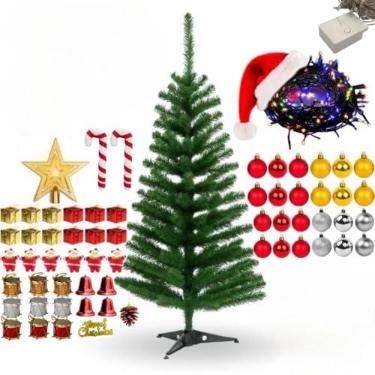 Imagem de áRvore de Natal Pequena Kit áRvore de Natal 120cm + 53 Enfeites Pisca 120 Galhos Decorada Decoração Completa((220V) Kit53 Árvore120+Enfeites)