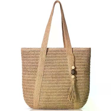 Imagem de Bolsa de Praia Trifabricy Feminina de Palha Grande Capacidade Trançada