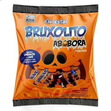 Imagem de Pirulito Bruxolito Abobora sabor Laranja e Uva Pacote 500g 50 un Flore