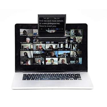 Imagem de Little Prompter, o teleprompter pessoal compacto original para produção de vídeo. Não é necessário estúdio. Perfeito para DSLRs, webcams, e câmeras de laptop integradas. Use com iOS ou Android.